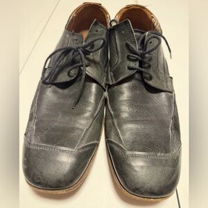 Moma soft black calf leather pauper style lace up oxford shoes